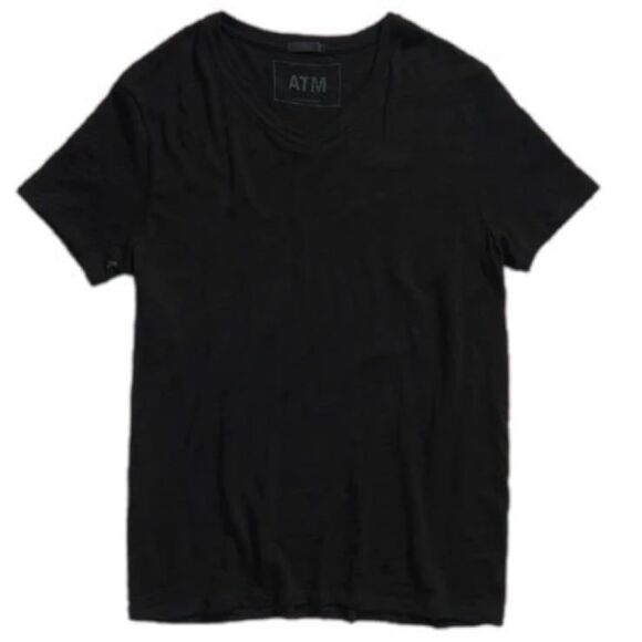 Classic Jersey V-Neck Tee - Black. By ATM - Picture 3 of 7